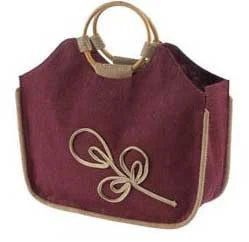 Maroon Designer Jute Shopping Bag, Closure Type : Open Top