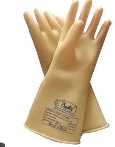 Plain Rubber Latex Electric Safety Hand Gloves, Color : White