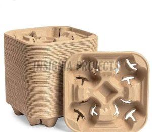 Paper Scrap 4 Cup Drink Holder, Color : Natural Brown