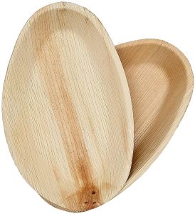 Plain Oval Areca Leaf Plates, Color : Creamy, Brown 10 Inch