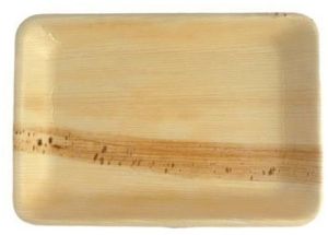 Plain Rectangle Areca Leaf Plates, Color : Creamy, Brown 10 Inch