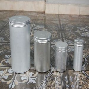 Polished Plain Aluminum Storage Canisters, Color : Silver