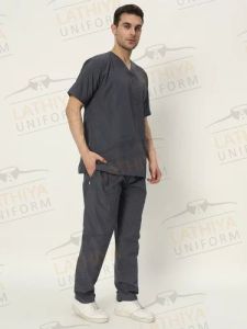 Plain Cotton Regular Scrub Suit, Color : Grey Standard