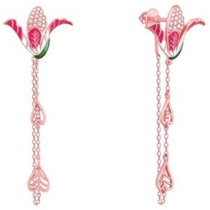 925 Sterling Silver Bhumi Rose Gold Shy Ebony Bud Earrings