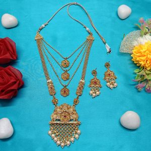 Pearl with Beads Traditional Rani Haar Jewelry Set Adjustable