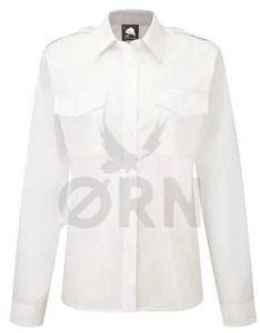 Cotton Classic Full Sleeves Ladies Pilot Shirt, Color : White