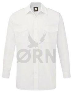 Plain Cotton Essential Full Sleeves Pilot Shirt, Color : White