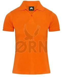 Solid Ladies Cotton Orange Polo T-Shirt for Casual Wear