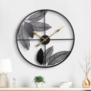 Stainless Steel Metal Wall Clock, Color : Black, Brand Name : Titan