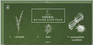 Natural THE Essence OF Nature Bathing Bars 300GM Pack OF 3 Sandalwood & Saffron, Lavender & Rose