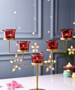 5 Holder Metal Tealight Candle Stand