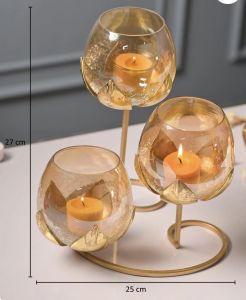 Glass Lotus Candle Holder Stand