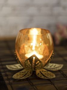 Golden Lotus Tea Light Holder for Home Decor, Events, Gifting