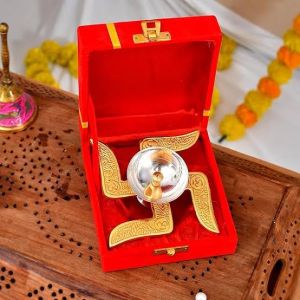 Brass Polished Golden Swastik Premium Diya Diwali Gift 4 X4 Inch