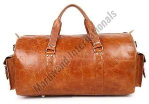 Handcrafted Premium Tan Leather Duffle Bag