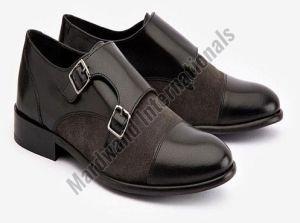 Mens Formal Black Double Monk Strap Leather Shoes
