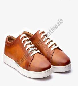 Mens Tan Brown Leather Sneakers