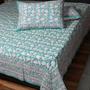 Hand Block Print Black And White Cotton Bed Sheet Set