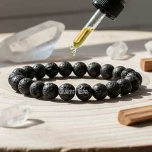Ganpati Gems Natural Black Lava Stone Diffuser Bracelet
