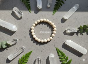 Polished Gemstone Natural River Stone Beaded Bracelet, Color : White