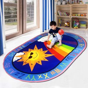 Soft Velvet Fabric Kids Cartoon Play Rugs for Bedroom