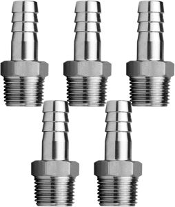 Polished Stainless Steel Hose Barb Connector, Color : Grey