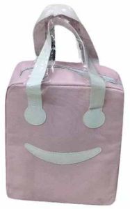 Plain Pink Rexine Lunch Box Bag