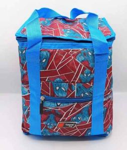 Red Blue Rexine Lunch Box Bag, Closure Type : Zipper
