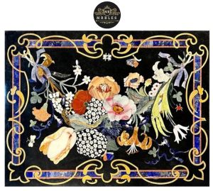 Polished Marble Artificial Stone Inlay Table Top, Color : Black