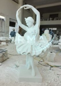 Plain Polished White Marble Dancing Lady Statue, Style Type : Antique
