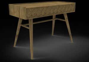 2 Drawer Wooden Diamond Carved Console Table