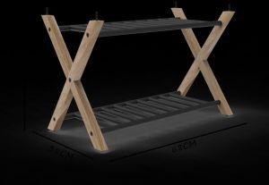 2 Shelves X Shape Bamboo Shoe Rack
