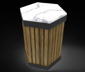 Hexagonal Wooden Side Table with Marble Top