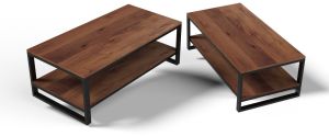 Rectangular Wood Metal Frame Coffee Table