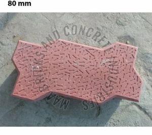 80mm Red Concrete Zig Zag Paver Blocks