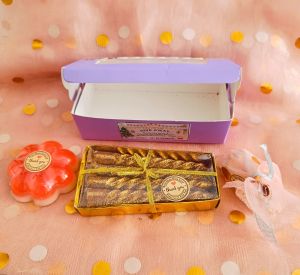 Christmas Gift Box Set with Red Wine Soaps, Holiday Themed Purple Box