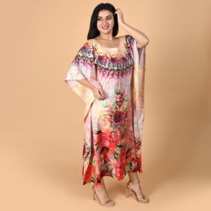 Floral Print Rayon Ladies Kaftan Free Size