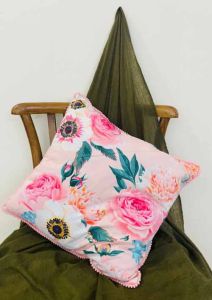 Printed Cotton Velvet Luxury Floral Cushion Cover