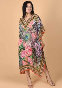 Printed Ladies Georgette Kaftan, Color : Multicolor Free Size