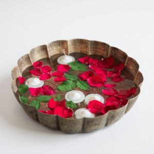 Shiny 12 Inch Metal Urli, Color : Metallic