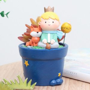 Blue Prince Fox Boy Resin Fancy Flower Pot