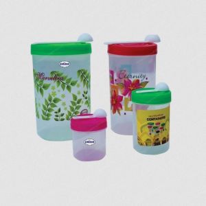 Printed Plastic Round Storage Containers for Ideal Pantry, Kitchen