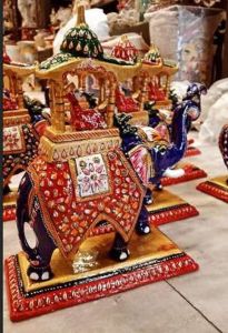 Hand Painted Polyresin Elephant Statue, Color : Multi Color