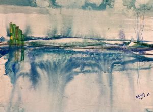 Wood Water Color Canvas Paintings, Frame Shape : Rectangular