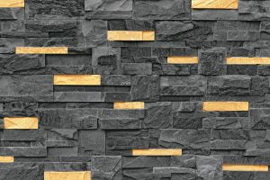 200x300mm Black & Gold Stacked Stone Design Ceramic Tile