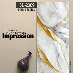 SD-2309 Prime Series White and Yellow UV PVC Wall Marble Sheet