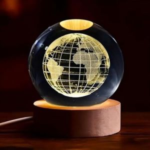 3D Globe Crystal Ball Night Light, Color : Multi-Colour LED