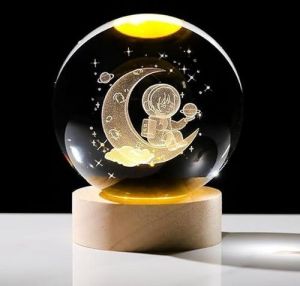 3D Moon Astronaut Crystal Ball Night Light