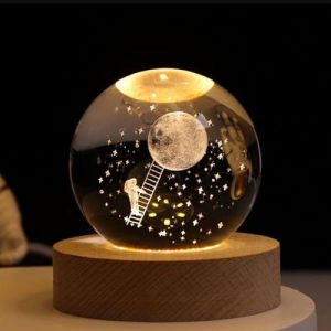 Astronaut Climbing Moon Crystal Ball Night Light