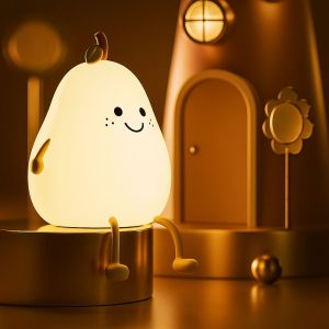 Silicone Pear Touch Night Lamp, Power Source : Rechargeable